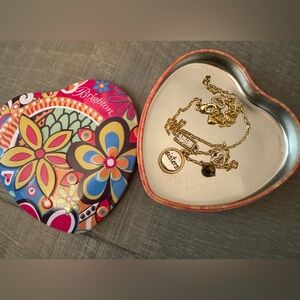 Brighton 9" Gold Sisters Love Necklace with Heart Shaped Tin